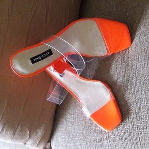 Nine West sandals neon orange size 6.5